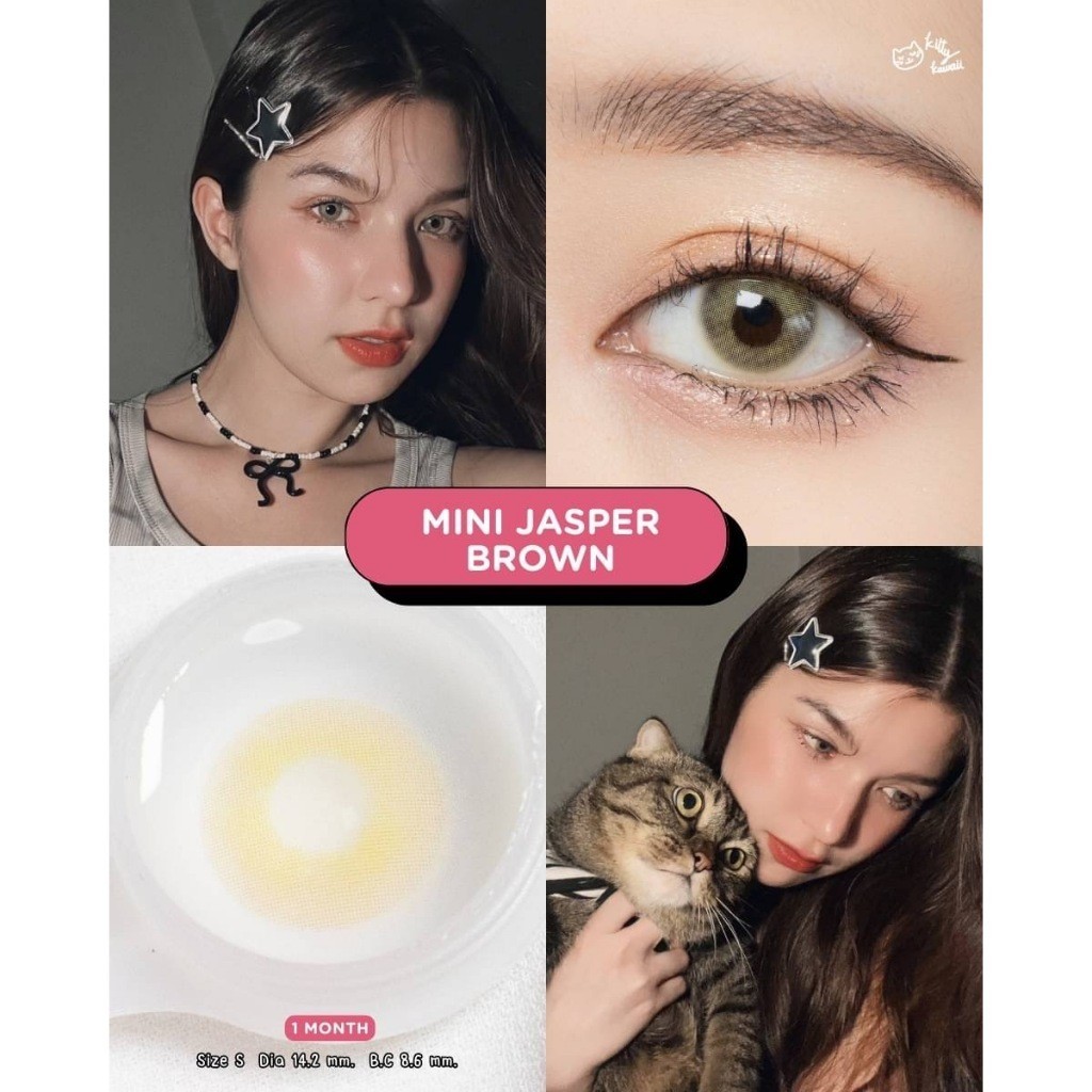 🔥คอนแทคเลนส์ 💗ขนาดมินิ💗 Mini Jasper (kittykawaii) สี : Brown / Gray