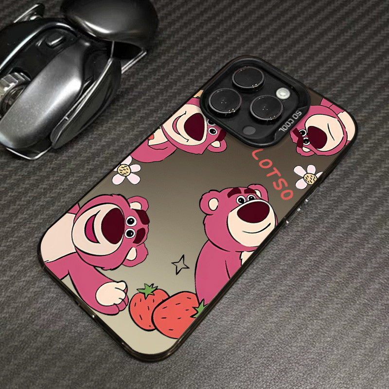 ขั้นสูงการ์ตูนครึ่งร่างกายสตรอเบอร์รี่หมีเคสโทรศัพท์เข้ากันได้สําหรับ ไอโฟน 15 11 14 12 13 มือโปร สูงสุด X เอ็กซ์อาร์ XS สูงสุด 7/8บวก กับ2020ขอบนุ่มฮาร์ดด้านล่างกร