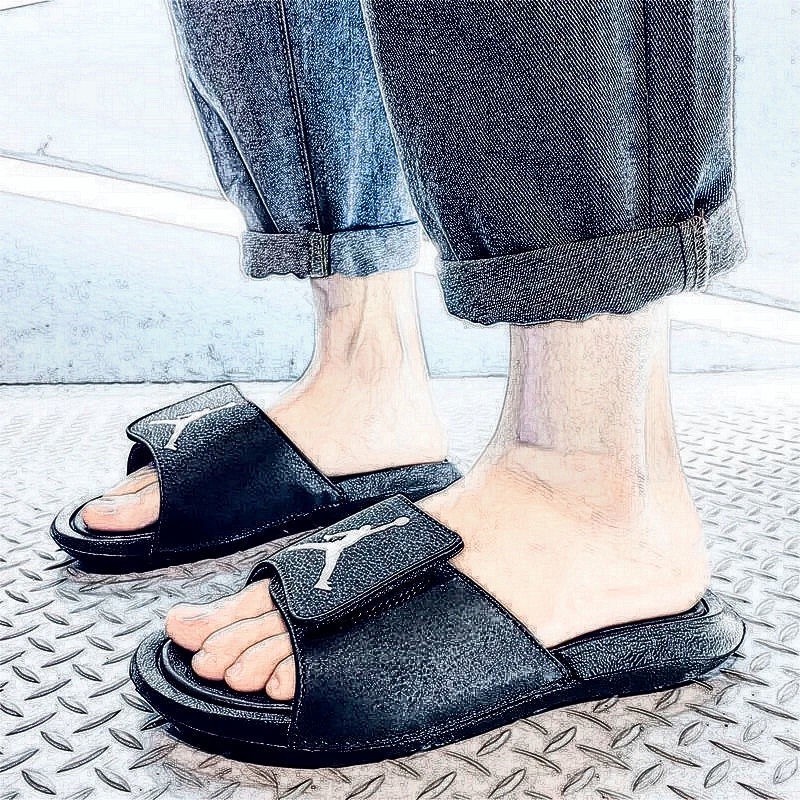 Jordan Hydro 11 Retro สีดําและสีขาว Jordan 11 รองเท้าแตะเบาะลม Velcro d6o6 E68O