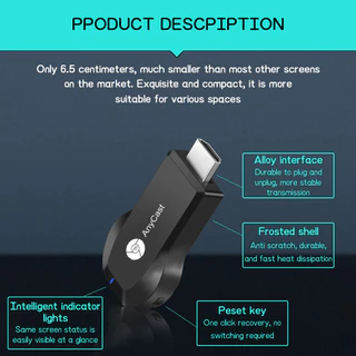 Anycast รุ่นใหม่ล่าสุด hdmi ไร้สาย นำภาพมือถือขึ้นจอผ่าน Wifi Android อุปกรณ์เชื่อมต่อมือถือไปทีวี WIFI Display HDTV