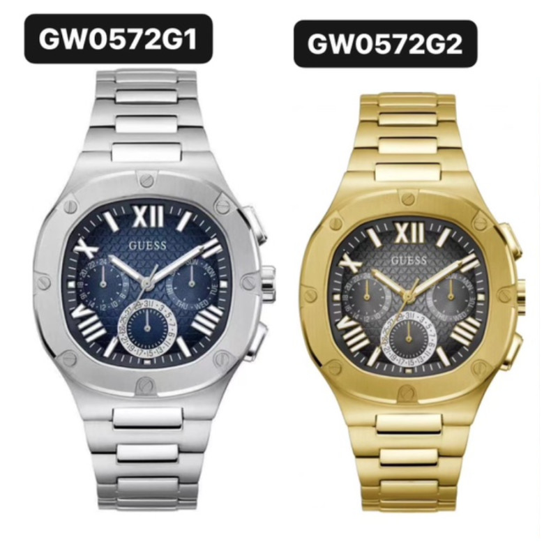 Guess Chronograph Black Dial Gold Stainless Steel Strap Men Watch GW0572G2 GW0572G1 42mm