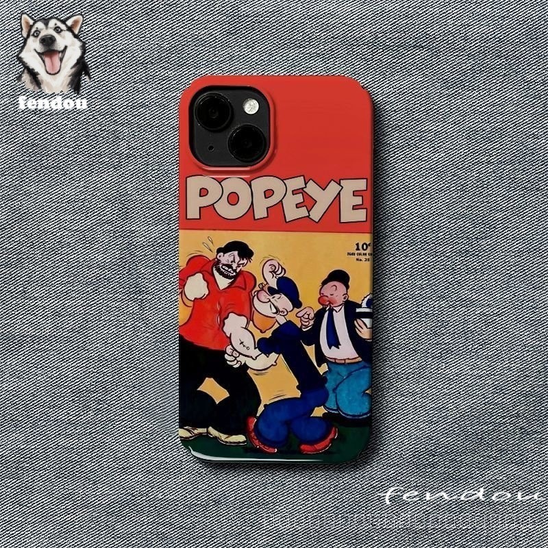 Popeye ฟิล์มเคสโทรศัพท์เหมาะสําหรับ iPhone11 12 13 14 15 X XS XR XSMAX 15promax 14plus 12pro 7 8plus กันกระแทก Hard Case Glossy JHV