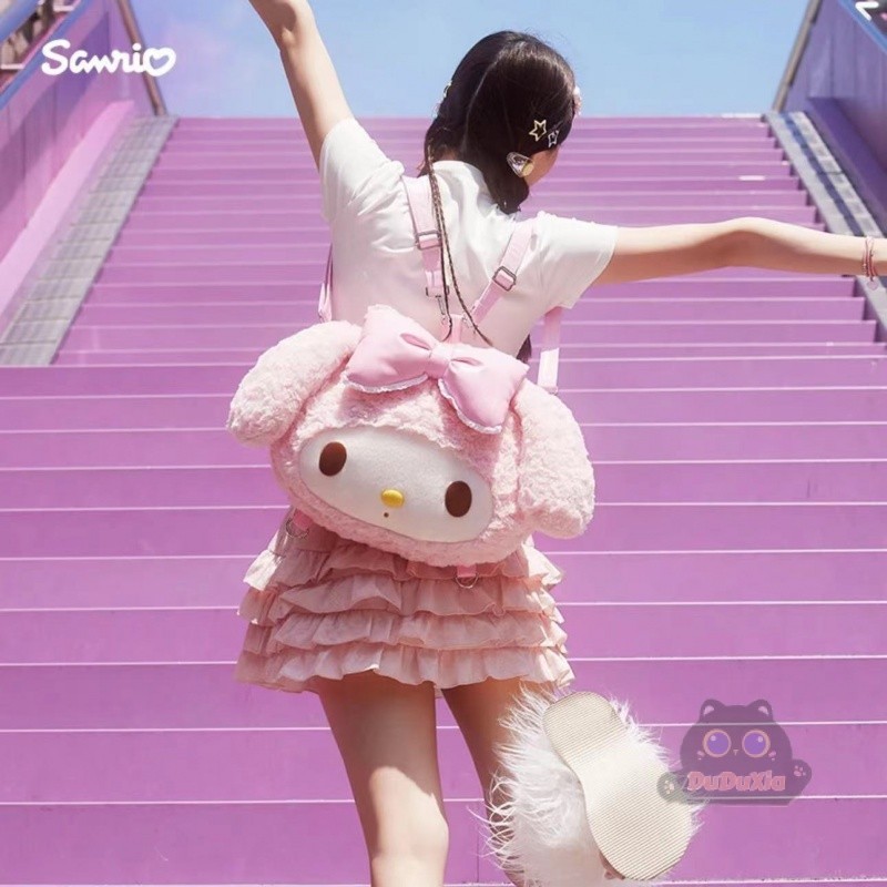 🎀การจัดส่งที่รวดเร็ว🎀ซานริโอ สไตล์เดียวกัน ทํานอง กระเป๋าการ์ตูนบิ๊กใบหน้า ทํานอง กระเป๋าเป้สะพายหลังความจุขนาดใหญ่ ทํานอง กระเป๋าถือน่ารัก สวัสดี คิตตี้ กระเป๋าสาวกร