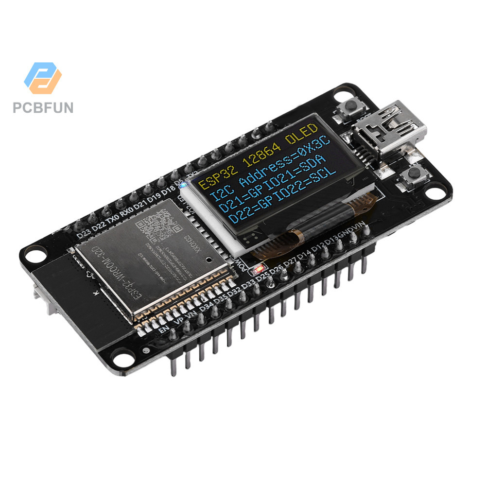 Pcbfun ESP32 ESP-WROOM-32D WIFI Development Board โมดูล Ch340C 0.96 Oled หน ้ าจอสีเหลืองสีฟ ้ าจอแส