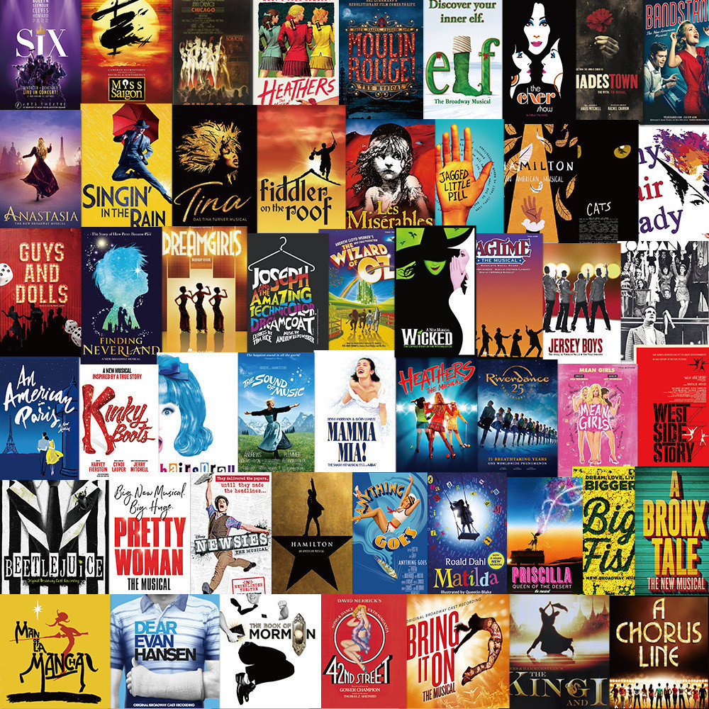 CLASSIC MOVIE คลาสสิค sticker 50pcs โปสเตอร์หนัง สติ๊กเกอร์ ละครบรอดเวย์ Broadway theatre poster