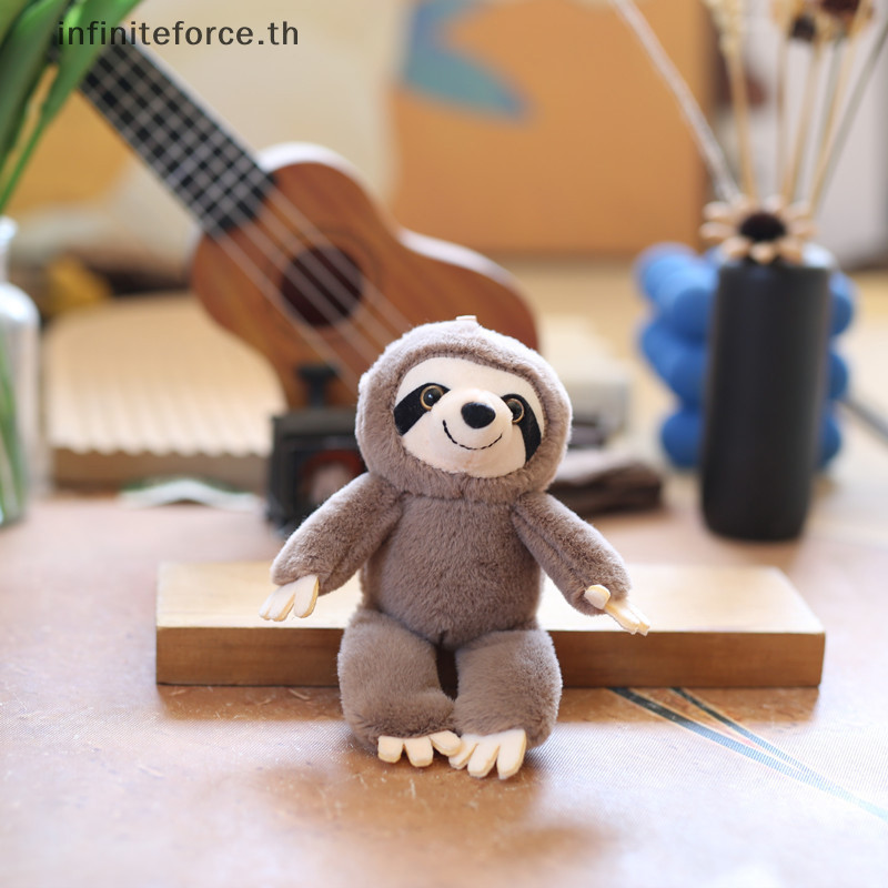 [INTH] Slothตาโตจี้ขนาดเล็กพวงกุญแจคลิปมินิยัดไส้ของเล่นตุ๊กตาสัตว์ตุ๊กตาสีเทา Sloth Dangler ของขวัญเด็ก [ดีกว่า]