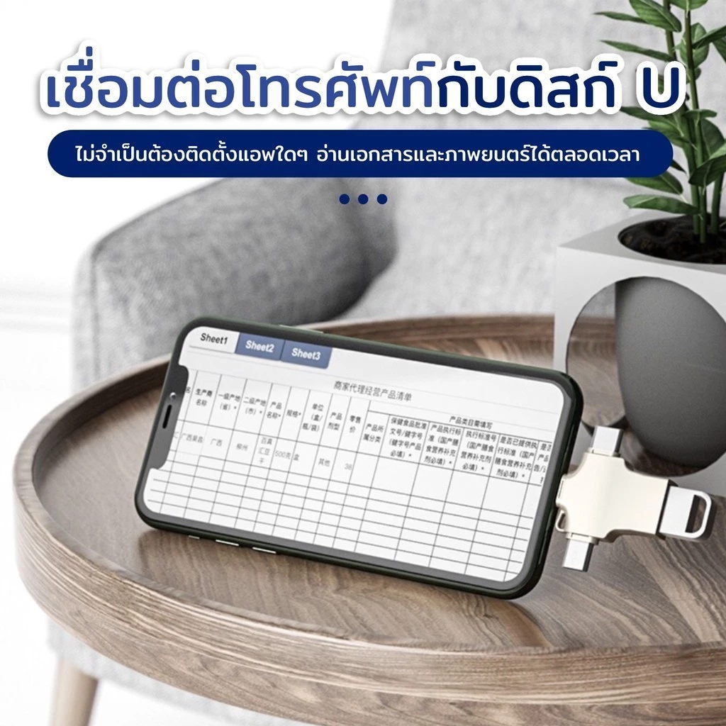 แฟลชไดรฟ์ 3in1 USB 3.0 OTG เครื่องอ่านการ์ดเมมโมรี่ การ์ดรีดเดอร์ Card Reader สมาร์ทโฟน thumbnail 3