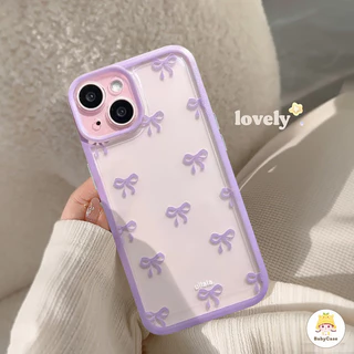 แฟชั่นคู่ปมโบว์สวยเรียบง่าย เคสไอโฟน 14 15 12 Pro Max 7Plus 13 11 Pro Max เคส Iphone 7 14 15 8 XR X XS Max SE 2020