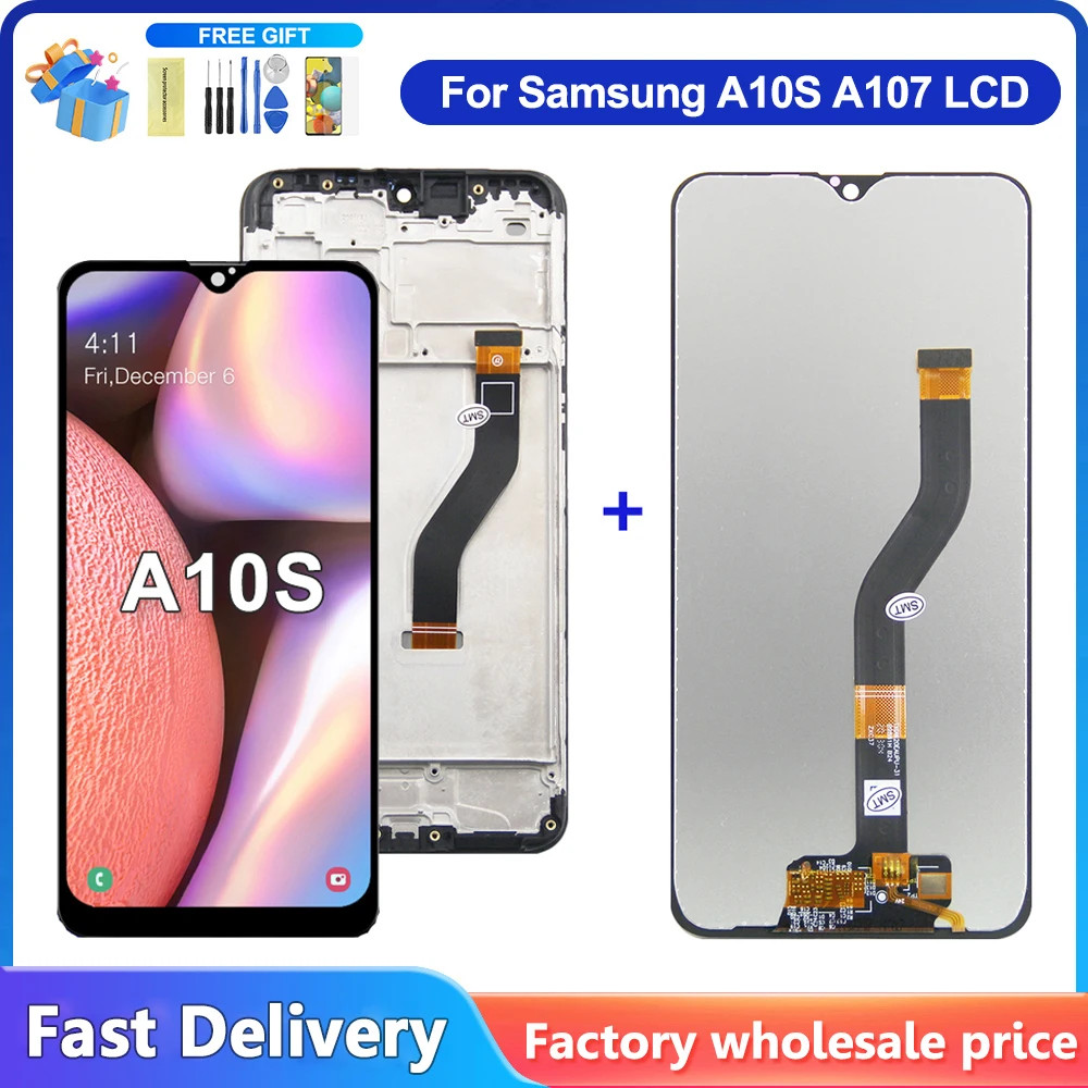 6.2 INCH สําหรับ Samsung A10s lcd Digitizer A107/DS A107F A107FD A107M จอแสดงผลหน้าจอสัมผัสพร้อมกรอบ
