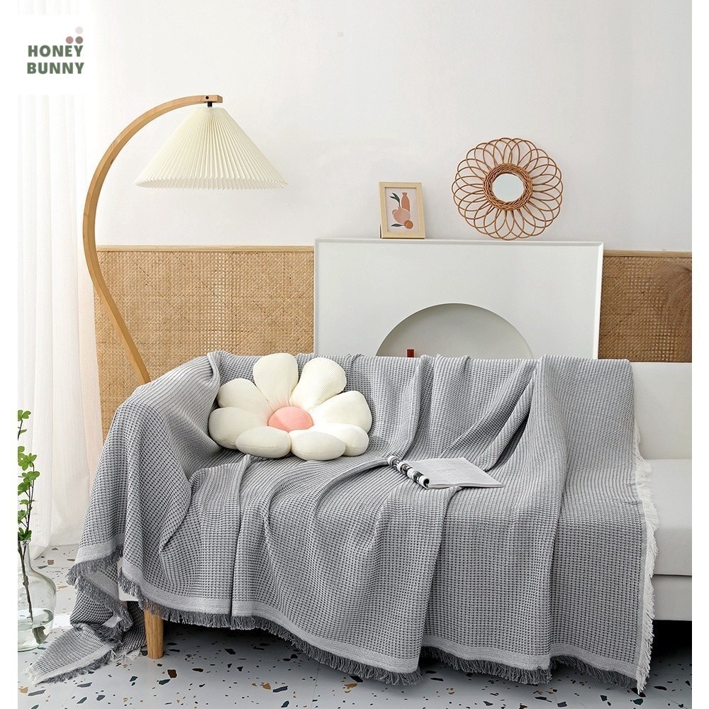 ผ้าคลุมโซฟา ผ้าปูโซฟา ขนาด 90x90cm และ 90x180cm สีเทา สีกากี พร้อมส่งจากประเทศไทย