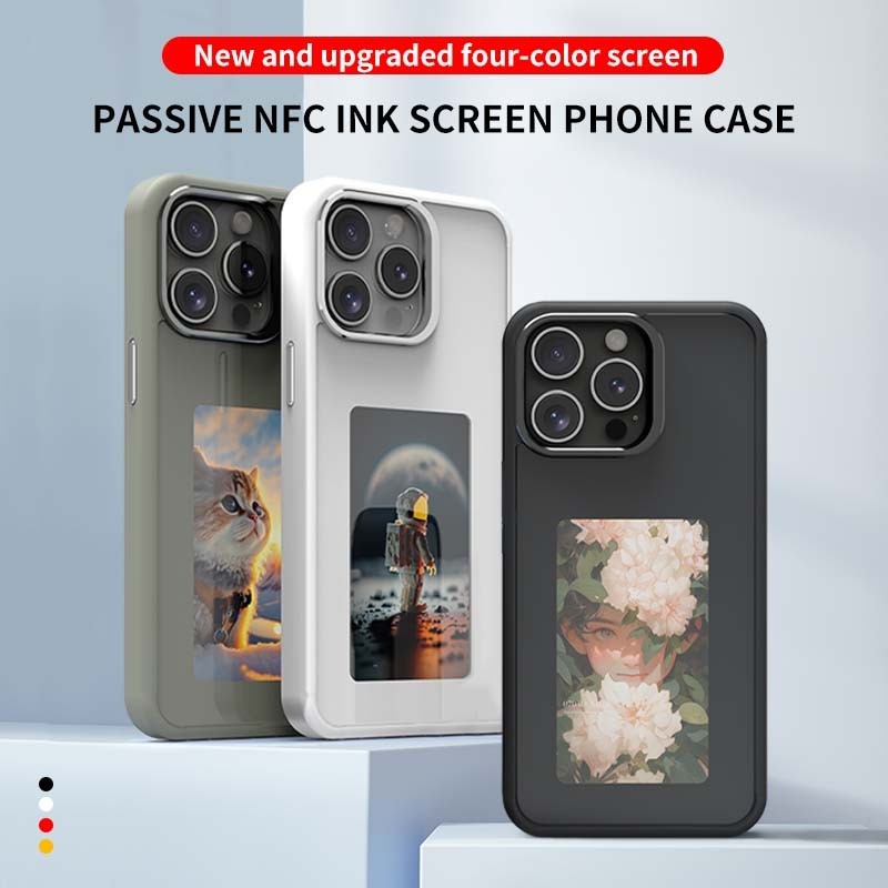 Creative สมาร์ท NFC APP โทรศัพท์หน้าจอเคสโทรศัพท์ (สําหรับ Iphone15 /14/13/pro/pro max) สีขั้นสูง Anti-Fall DIY E หมึกปกหลังหน้าจอกรณีจอแสดงผล