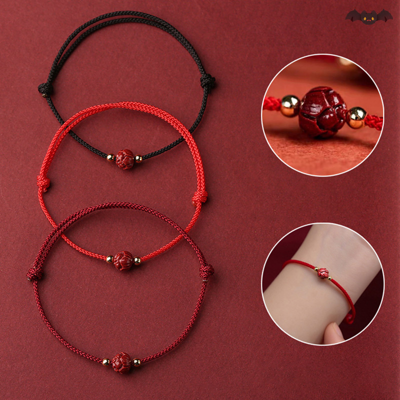 [PE] ทิเบตพุทธ Lotus สร้อยข้อมือลูกปัด Handmade ถักปรับ Lucky Red Thread Charm สร้อยข้อมือผู้หญิงผู้ชายคู่เครื่องประดับ TH
