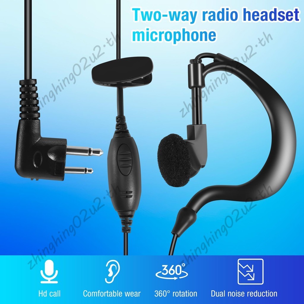 ชุดหูฟังหูฟังวิทยุสองทางพร้อม PTT Miniphone 2-Pin Walkie Talkies CLS1110 CP200 CP185 GP88-Soft Comfort Fit สําหรับสวมใส่ยาว & Crystal Clear