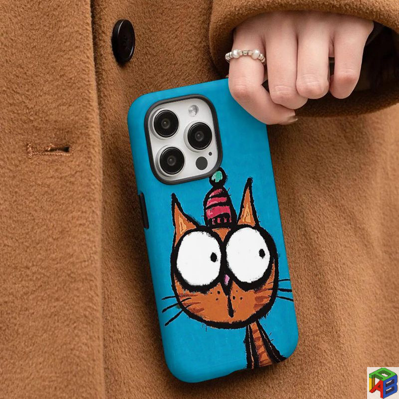 สนุก Big Eye Cat สําหรับ Iphone15/16pro max เคสโทรศัพท์ 14plus Apple 11promax 12pro 13promax ใหม่ 7/8Plus Xsmax ซิลิโคนอ่อนนุ่มฝาครอบฟิล์มแข็ง