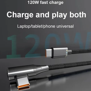 120w Type C ถึง Type C สําหรับ Fast Charging ข้อศอกข้อมูลสําหรับเกม Quick Data Charger Lines