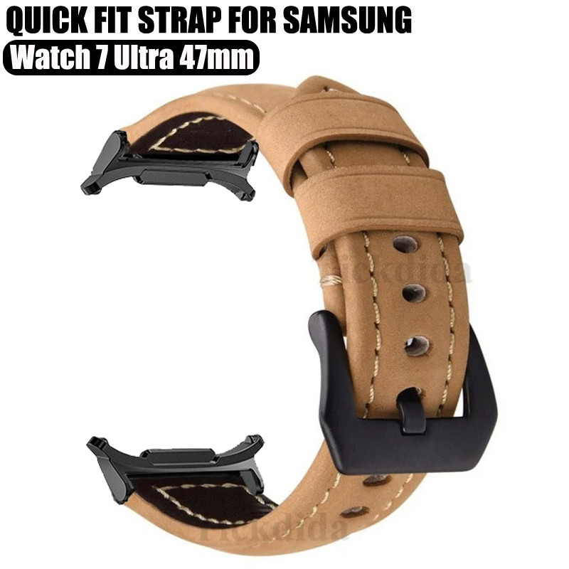 สายหนังแท้คุณภาพสูงสําหรับ Samsung Galaxy Watch 7 Ultra Band Vintage Frosted Strap สําหรับนาฬิกา Ultra 47 มม.อุปกรณ์เสริม
