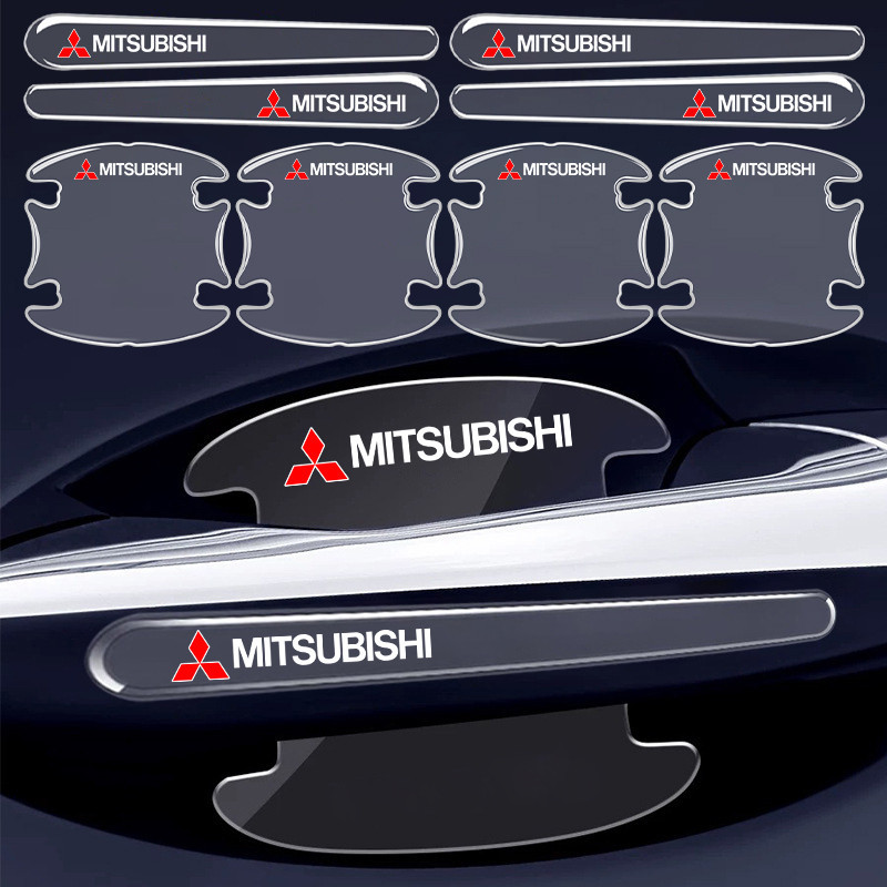 4/8 ชิ้น Mitsubishi รถประตูป้องกันโปร่งใสที่มองไม่เห็นรถประตูชามหนา Anti Scratch สติกเกอร์สําหรับ Mitsubishi Xpander Cross Pajero Outlander Attrage Triton Lancer