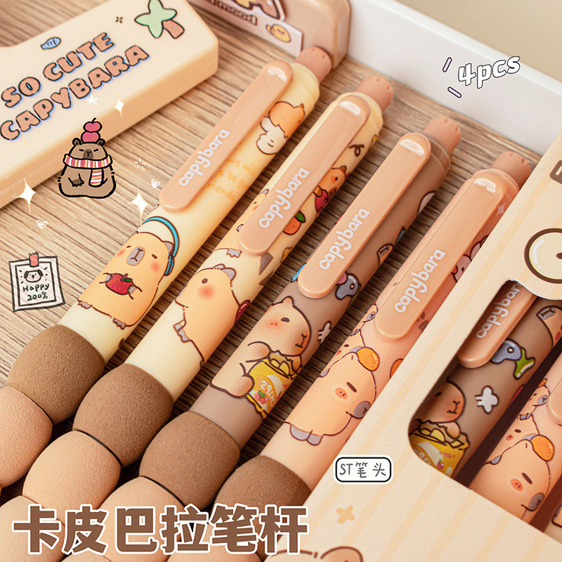 4 ชิ้น Kapibara นุ่ม Oubao กดด้านข้าง Erasable รูปที่ 4
