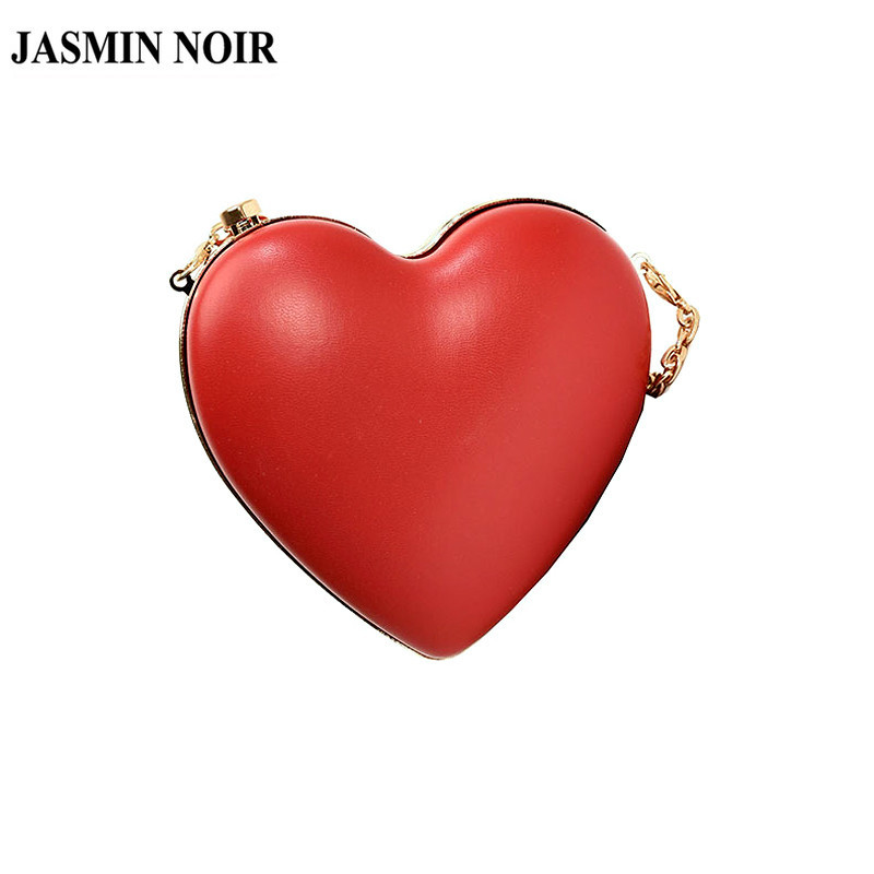 Jasmin NOIR PU Leather Womens Sling Bag Casual Chain Messenger Bag Mini Heart