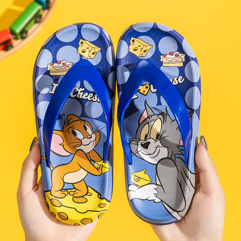 Ayuer เด็กฤดูร้อนสีสันสดใสพิมพ์ Tom & Jerry Pikachu รองเท้าแตะชายหาดกันลื่น