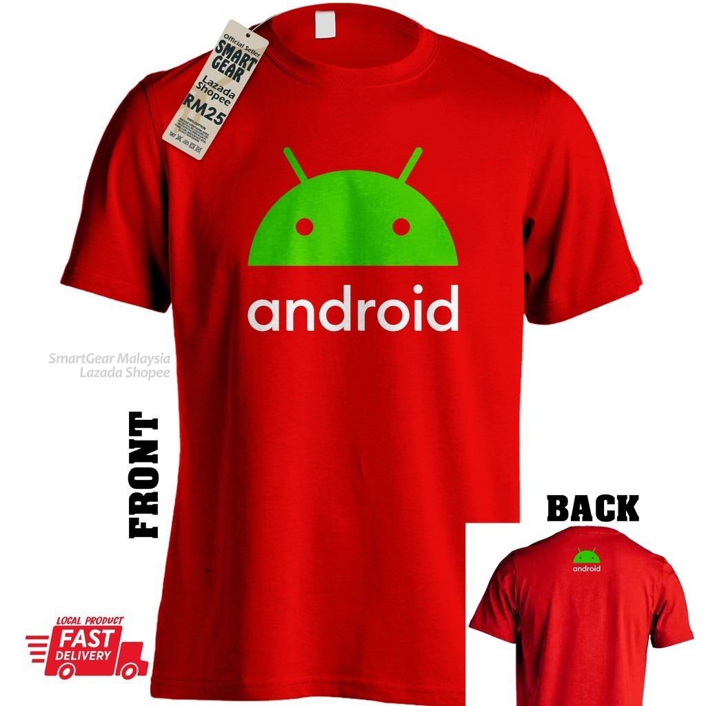 👕 100% 【เสื้อยืดผ้าฝ้ายแท้】 Android Phone mobile iphone logo Tshirt Man Cotton_05 S-5XL