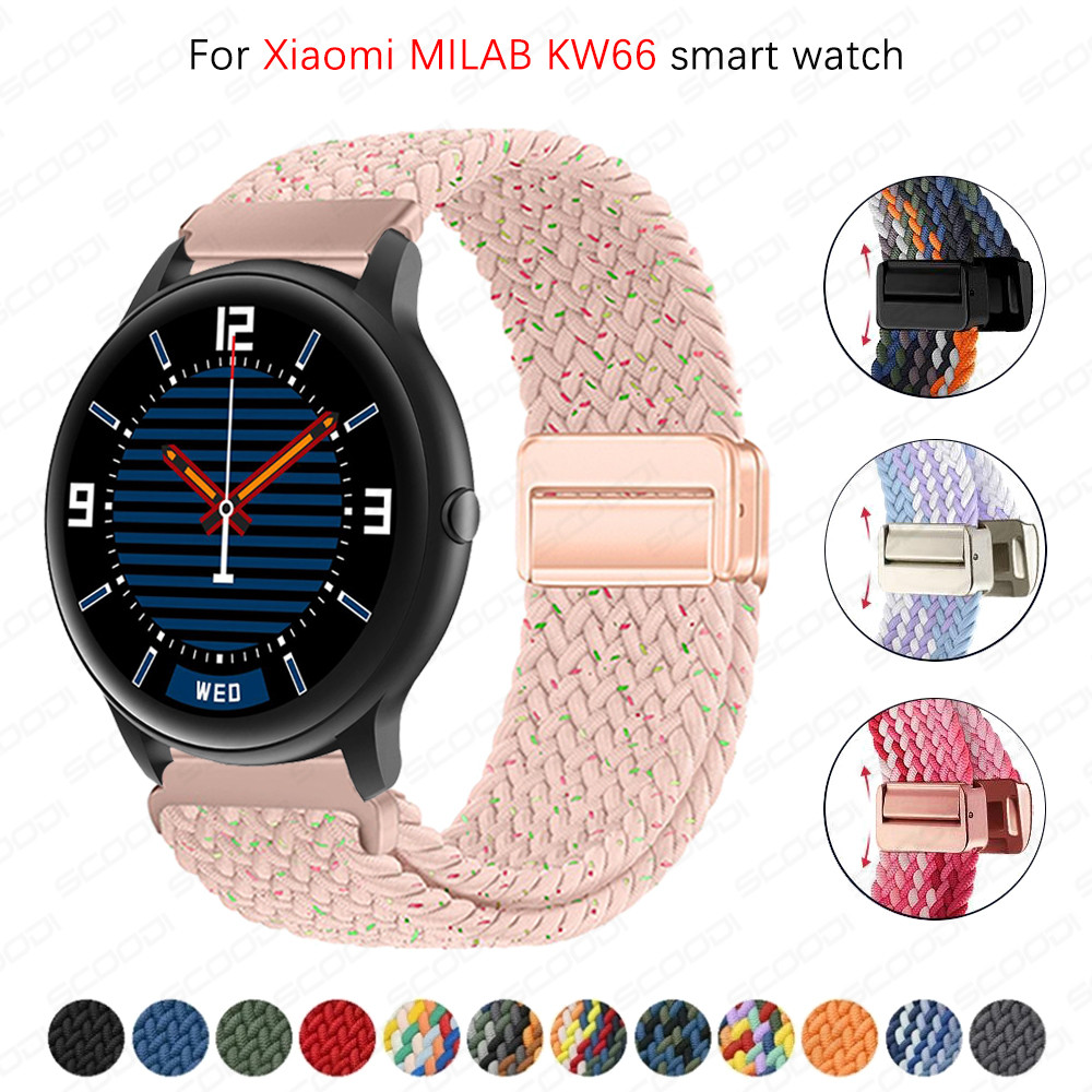 แหวนถักแม่เหล็ก Xiaomi MILAB KW66 สายรัดข้อมืออุปกรณ์เสริมสร้อยข้อมือไนลอนยืดหยุ่นปรับได้