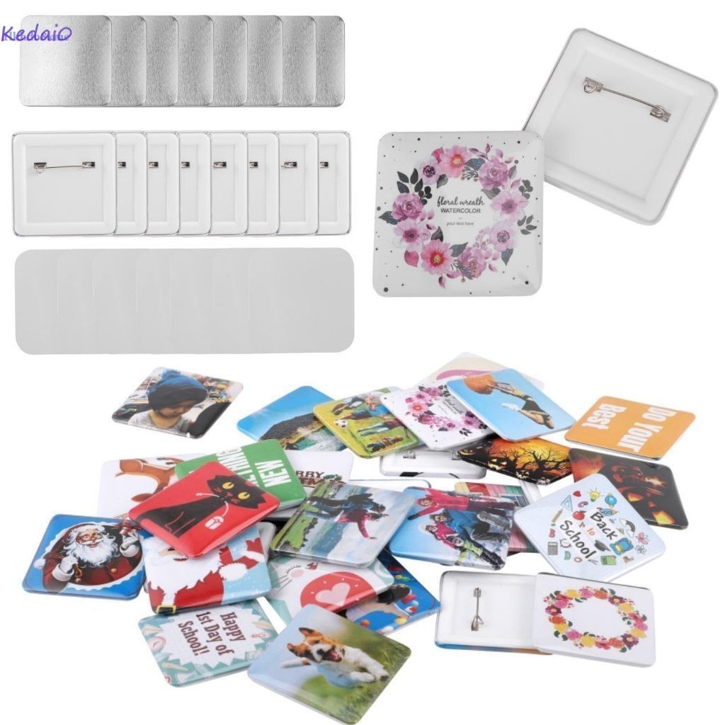 ถูกที่สุด 50mm Square Pin Button Making Supplies For Square Button Maker, DIY Square Pin 100Pcs Gift Button DIY Crafts
