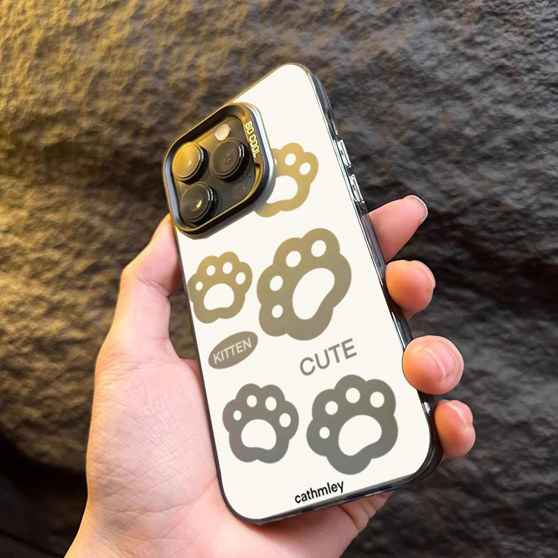 แมวน่ารัก Paw พิมพ์เคสโทรศัพท์สําหรับ Samsung S24 FE S23 S22 S25 Plus Ultra S23 FE เลเซอร์ IMD Hard Cover - รูปที่ 2