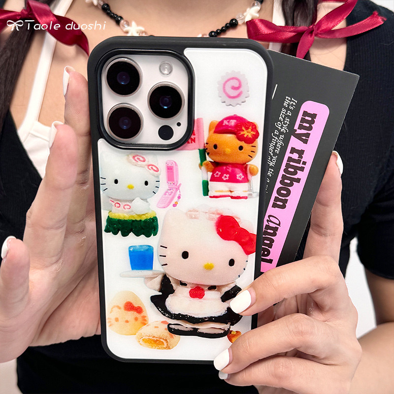 เหมาะสําหรับสนุกน่ารักญี่ปุ่น Showa hellokitty Hello Kitty Retro bPhone112pro13145promax เคสโทรศัพท์อะคริลิค