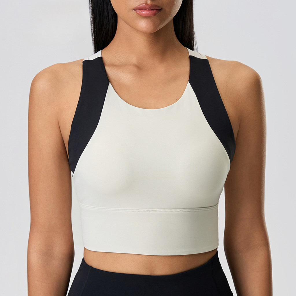 Airactive Leisure Yoga Sports Bra Fixed Pads Contrast Color Wide Shoulder Straps Racer Back Good Support - รูปที่ 3