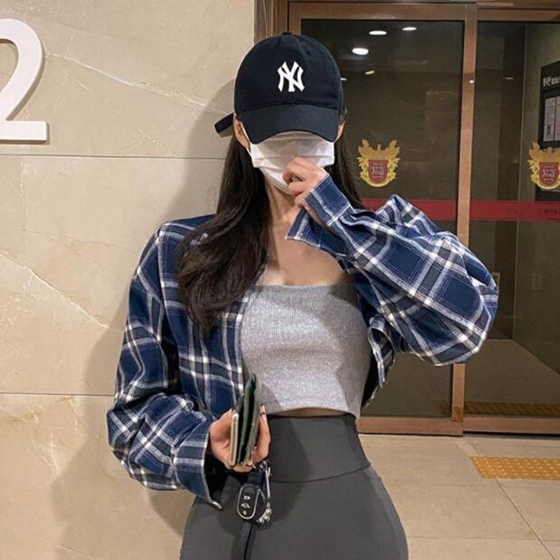 Long Sleeve Tops Shirt for Women Short Polo Collar Crop Top