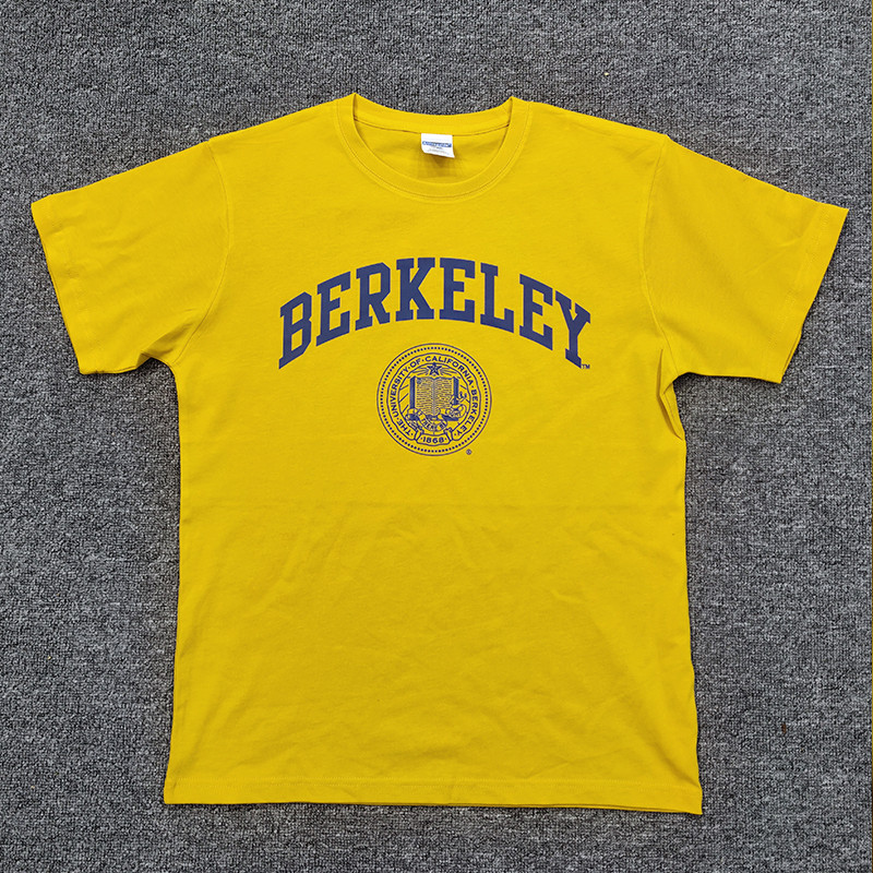 Uc Berkeley เสื้อยืดชุดนักเรียนสไตล์วิทยาลัยจดหมายพิมพ์แขนสั้น Unisex