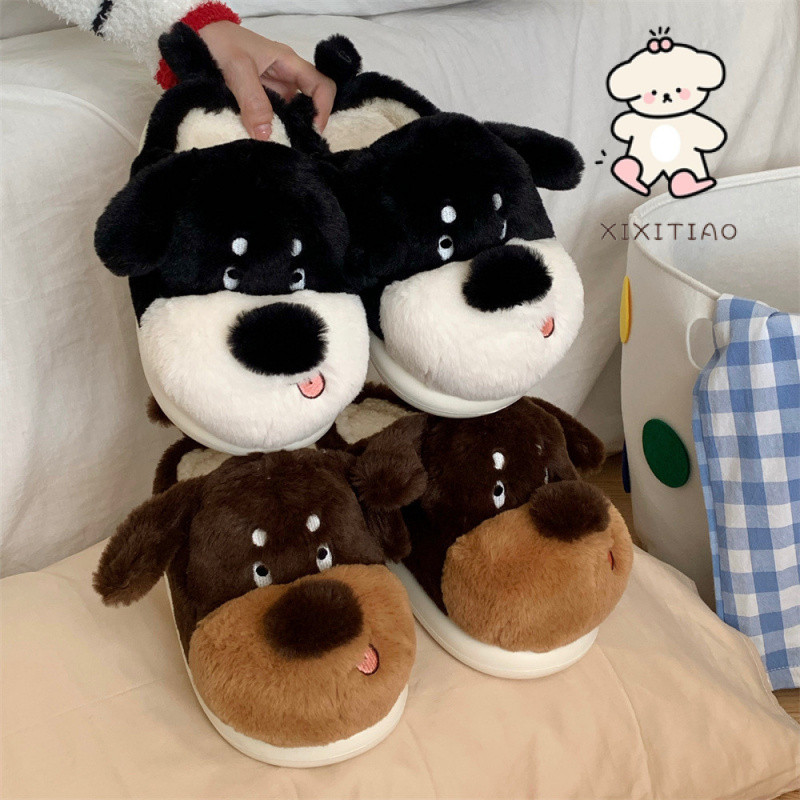 Xixtiao รองเท้าแตะผ้าฝ้ายสุนัขน่ารักชายหญิงสบาย Soft Sole Casual สนุกการ์ตูนบ้านห้องนอน Fun Furry
