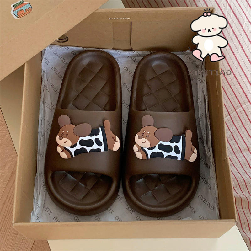 ฉี่เตียว รองเท้าแตะรองเท้าแตะคู่รองเท้าบ้านน่ารักผู้ชายผู้หญิงสบายนุ่มแต่เพียงผู้เดียวฤดูร้อน