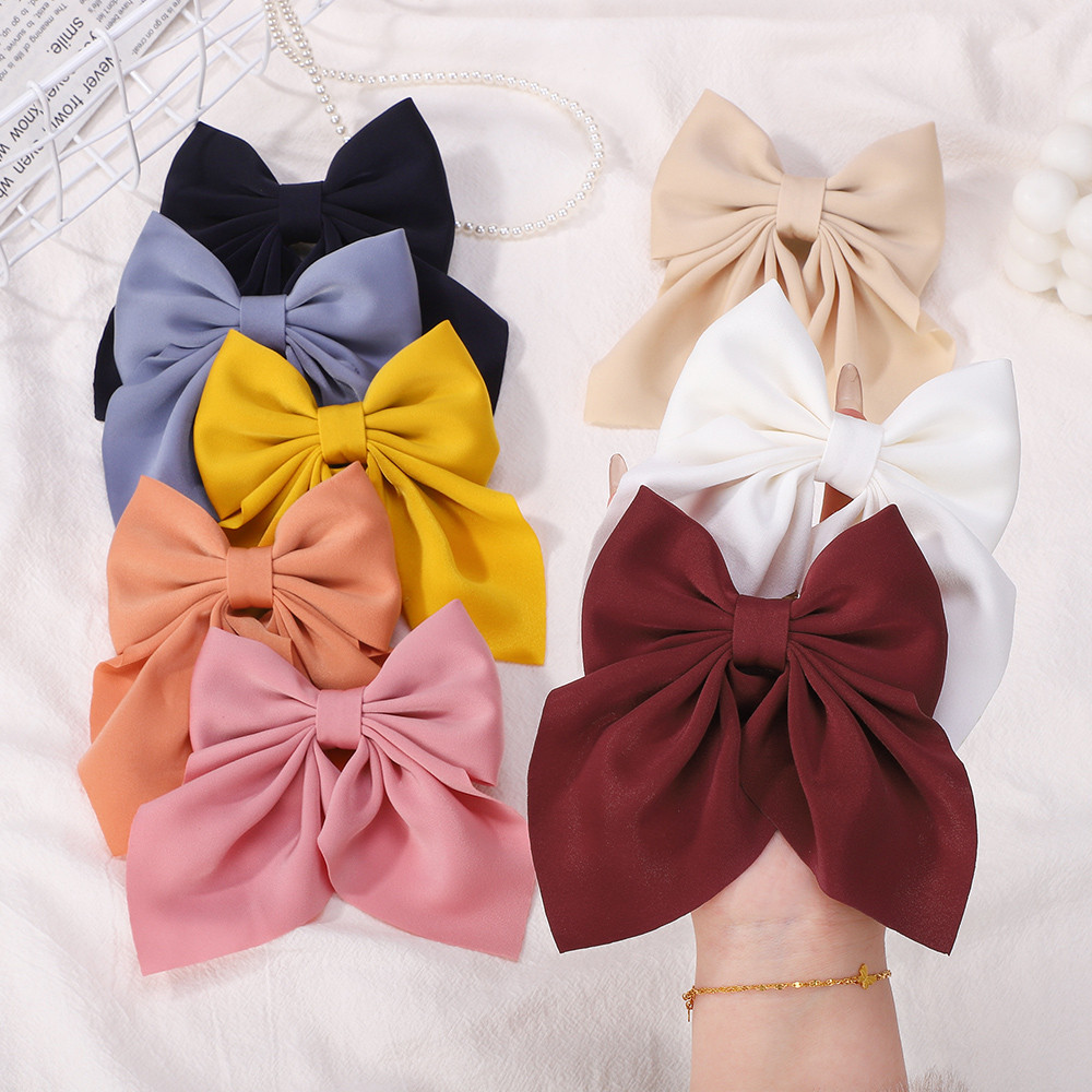 แฟชั่นผู้หญิงริบบิ้นโบว์ผมหางม้ากิ๊บสีทึบบิ๊กกุทัณฑ์กิ๊บสาวปิ่นปักผมฤดูใบไม้ผลิคลิปอุปกรณ์ผม