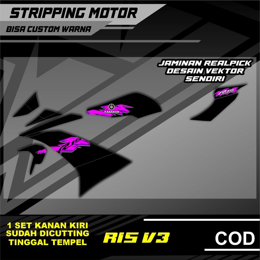 COOL YAMAHA R15 V3 MOTORCYCLE STRIPING SIMPLE THEME 9 ALREADY CUT, JUST STICK IT ON