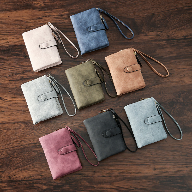 ผู้หญิงแบบพกพา ปู่ ข้อมือความเรียบง่ายสไตล์กระเป๋าสตางค์แฟชั่นหัวเข็มขัดมัลติฟังก์ชั่ซิปกระเป๋าสตางค์เหรียญ