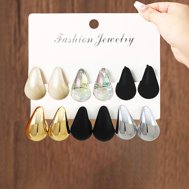 3 คู่แฟชั่นผู้หญิง Drop ต่างหูเรซิ่นเลเซอร์ Hypoallergenic Beanie ต่างหูชุดอุปกรณ์เสริมเครื่องประดับ