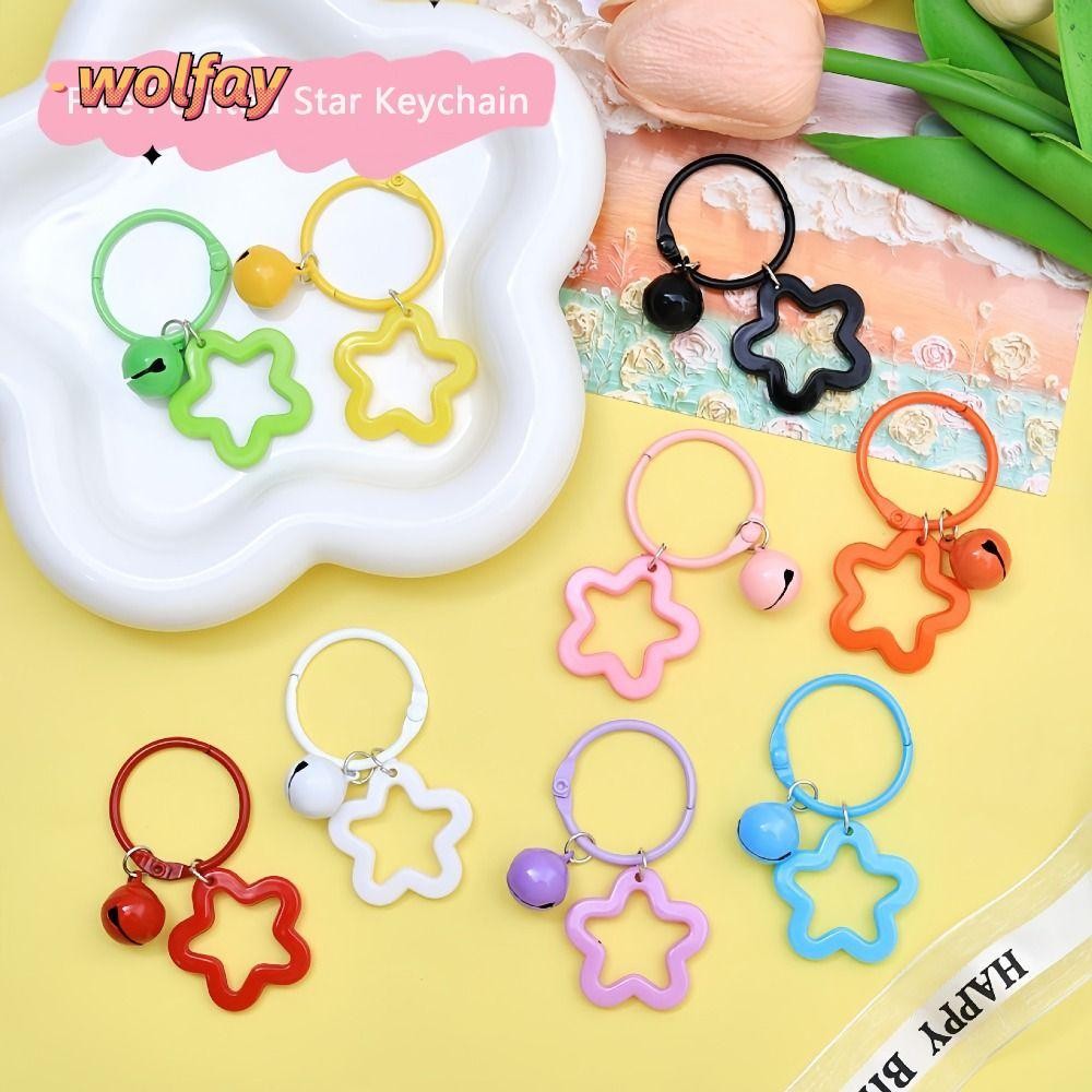 พวงกุญแจรูปดาวห้าแฉกของ หมาป่า, เครื่องประดับ จี้พวงกุญแจอะคริลิค, ถุงของขวัญที่แขวนอุปกรณ์เสริมด้วยจี้กระเป๋านักเรียนกระดิ่ง