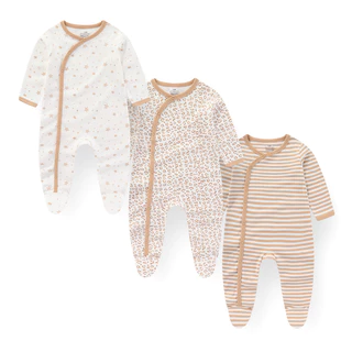Kiddiezoom 3 ชิ้นฤดูใบไม้ร่วงฤดูหนาว Unisex แขนยาวเด็กทารกเด็กผู้หญิง Rompers ผ้าฝ้าย 100% เสื้อผ้าทารกแรกเกิด