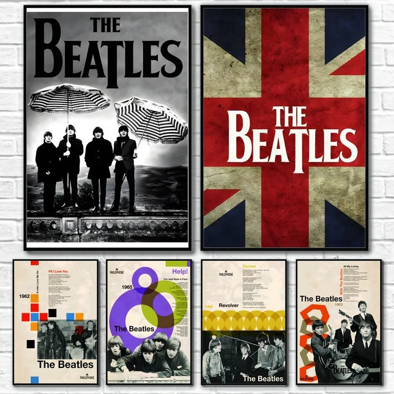 The Beatles Band Rock Roll โปสเตอร์ Wall Art การพิมพ์บ้านห้องนั่งเล่นบาร์ความงาม Decor