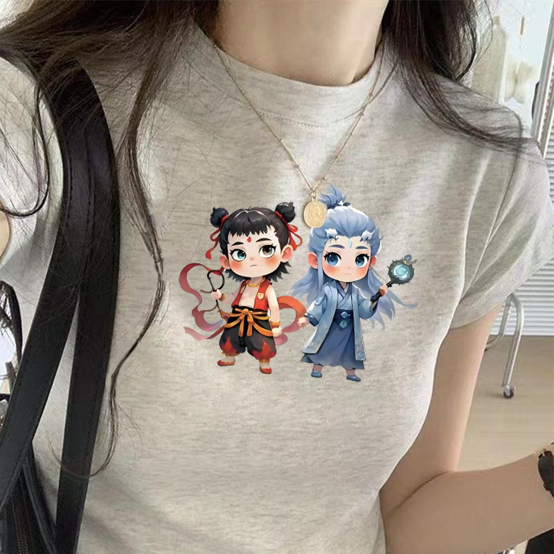 ราคาพิเศษ ล็อตสุดท้าย!! เสื้อยืดแขนสั้นผู้หญิงคอกลม ผ้าฝ้ายทรงสลิมฟิต สไตล์แฟชั่นการ์ตูน - รูปที่ 4