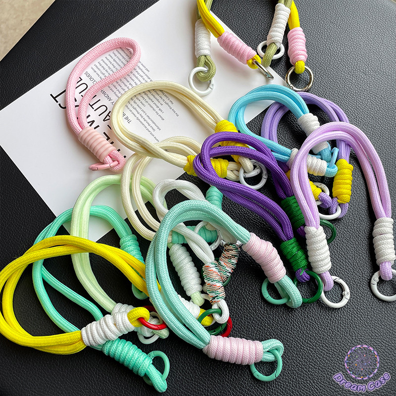 แฟชั่น ที่เรียบง่ายสีสันสดใสสายโทรศัพท์สายคล้องโทรศัพท์อินเทรนด์สีดำน้ำตาลขาวสร้อยข้อมือสีวินเทจสีเชือกแขวน