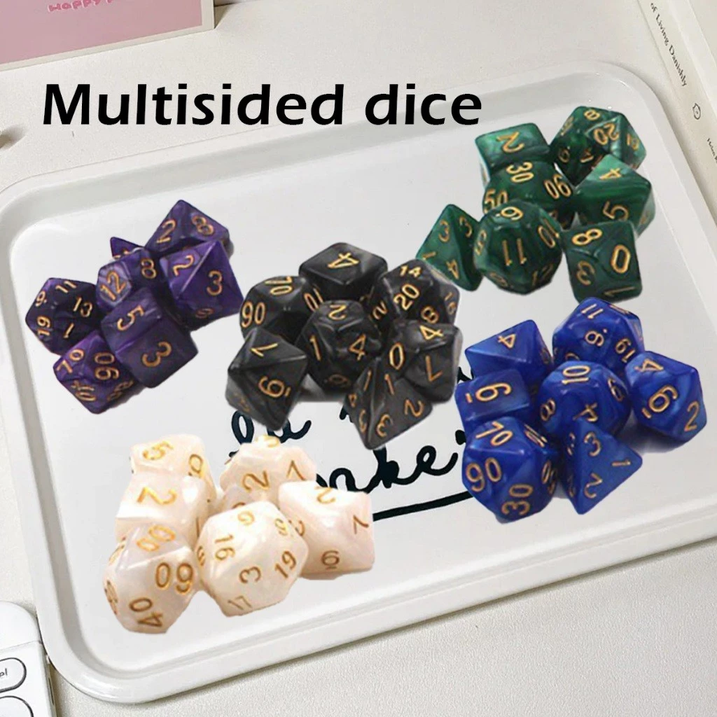 คูปองสุดคุ้ม！ ลูกเต๋า Dice Set of 7 ลูกเต๋าหลายด้าน d4 d6 d8 d10 d12 d20 d100 บอร์ดเกม เกมตาราง thumbnail 4