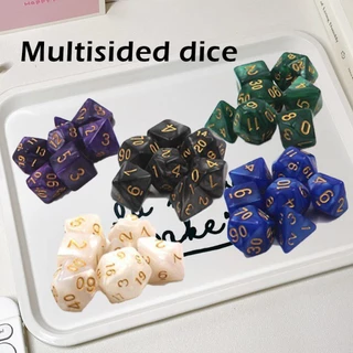 คูปองสุดคุ้ม！ ลูกเต๋า Dice Set of 7 ลูกเต๋าหลายด้าน d4 d6 d8 d10 d12 d20 d100 บอร์ดเกม เกมตาราง