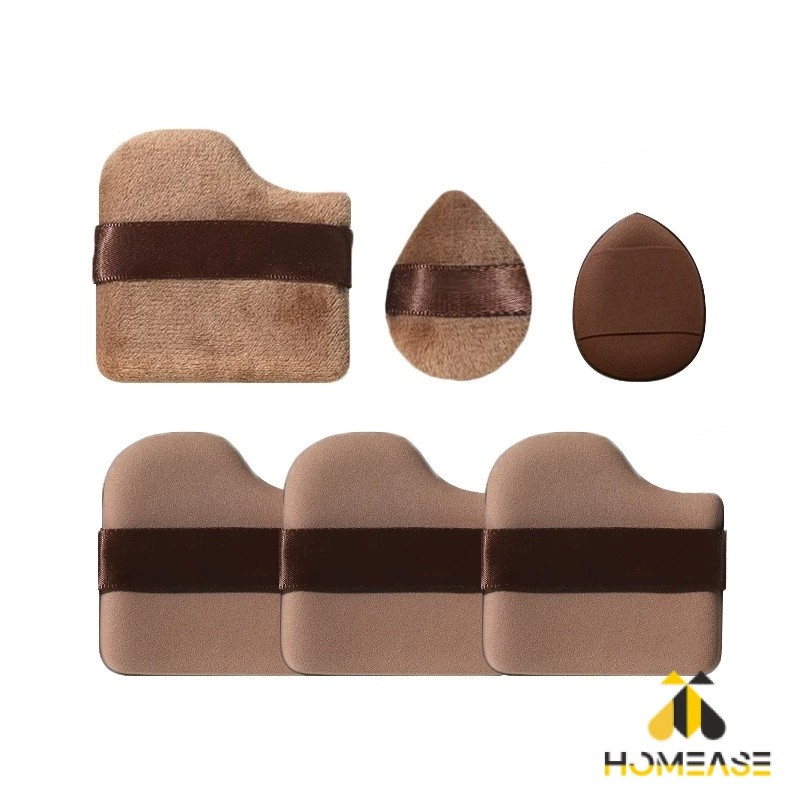 HA พัฟช็อกโกแลต 6 ชิ้น พัฟกำมะหยี่ ไม่กินแป้ง พัฟขนาดมินิ ดูดน้ำแล้วขยายตัว Powder puff