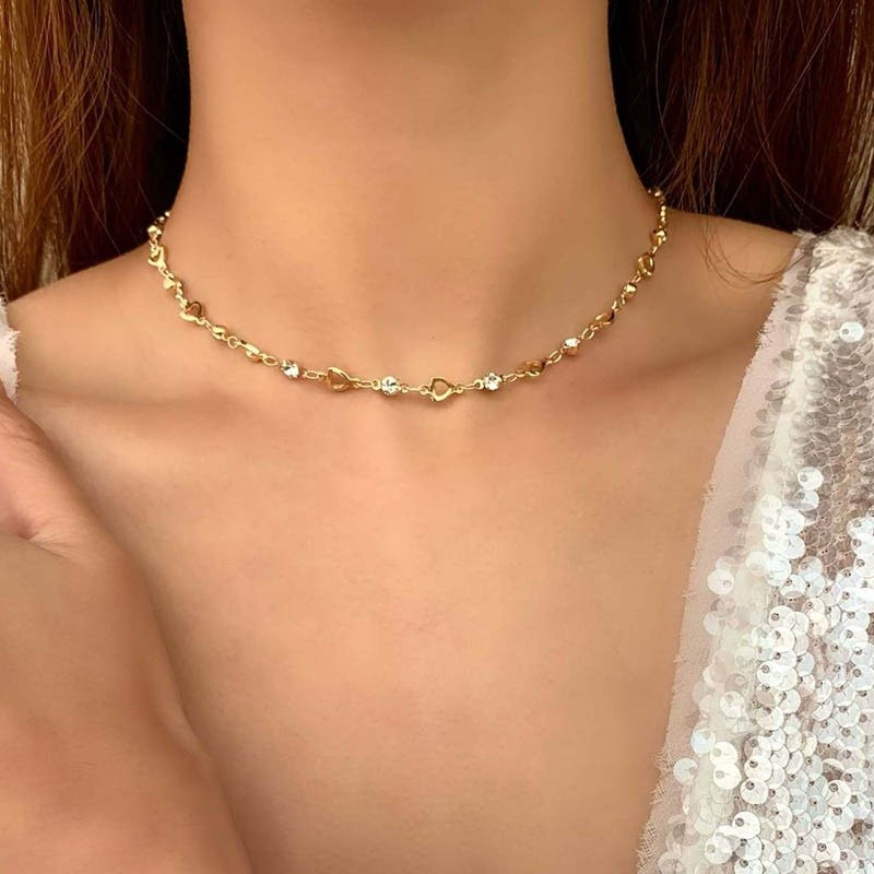 แฟชั่น Bohemian Heart สร้อยคอ Love Choker 18k Gold Plated สร้อยคอผู้หญิง Vintage Beach เครื่องประดับของขวัญ