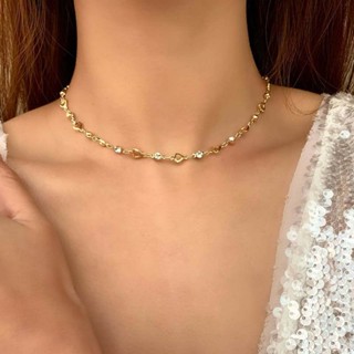 แฟชั่น Bohemian Heart สร้อยคอ Love Choker 18k Gold Plated สร…