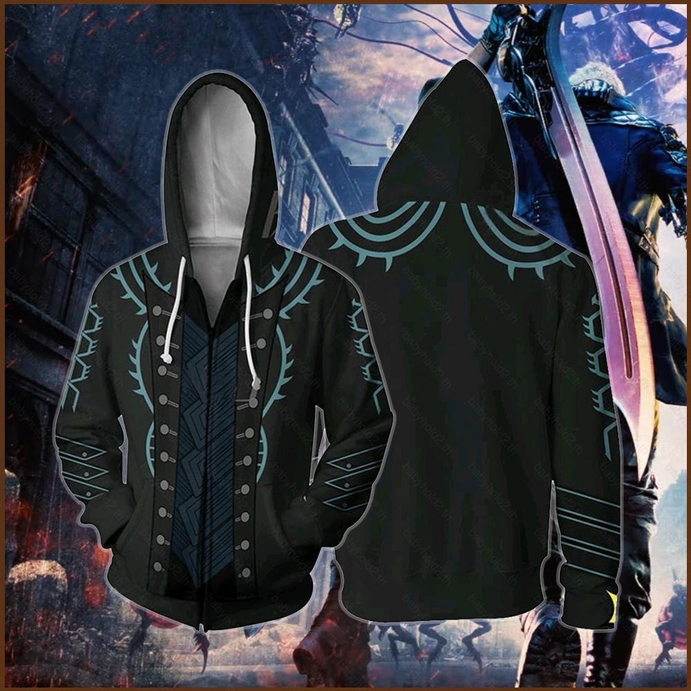 Bh2 Devil May Cry 5 เสื้อแจ็คเก็ตแขนยาวคอสเพลย์ Vergil Nelo Angelo 3D Coat Unisex ซิปแฟชั่นสบายๆOute