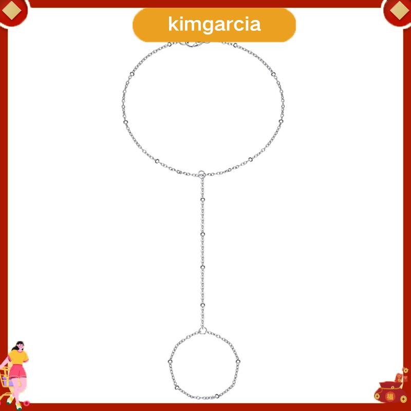 kimgarcia Silver Hand Chain Bracelet Ring Bracelet Hand Chain Adjustable Finger Ring Bracelet for Wo